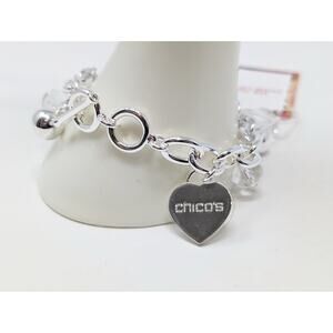 Chico's Bracelet Charm VIP Charmed Life Silver Tone Beaded 8" New